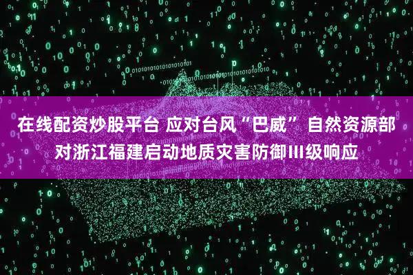 在线配资炒股平台 应对台风“巴威” 自然资源部对浙江福建启动地质灾害防御Ⅲ级响应